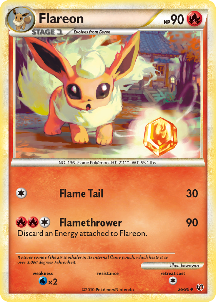 Flareon (26/90) [HeartGold & SoulSilver: Undaunted] | Dumpster Cat Games