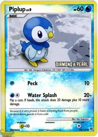 Piplup (93/130) [Burger King Promos: 2008 Collection] | Dumpster Cat Games