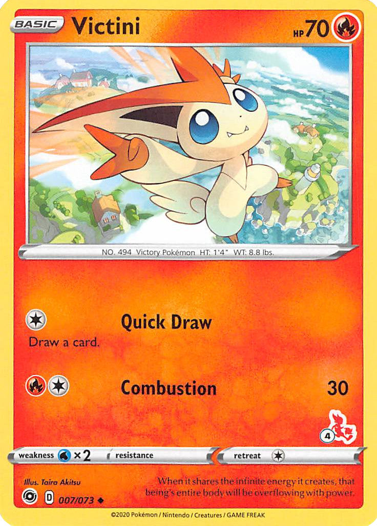 Victini (007/073) (Cinderace Stamp #4) [Battle Academy 2022] | Dumpster Cat Games