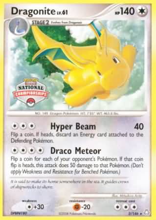 Dragonite (2/146) (National Championship) [Diamond & Pearl: Legends Awakened] | Dumpster Cat Games