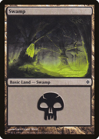 Swamp (171) [New Phyrexia] | Dumpster Cat Games