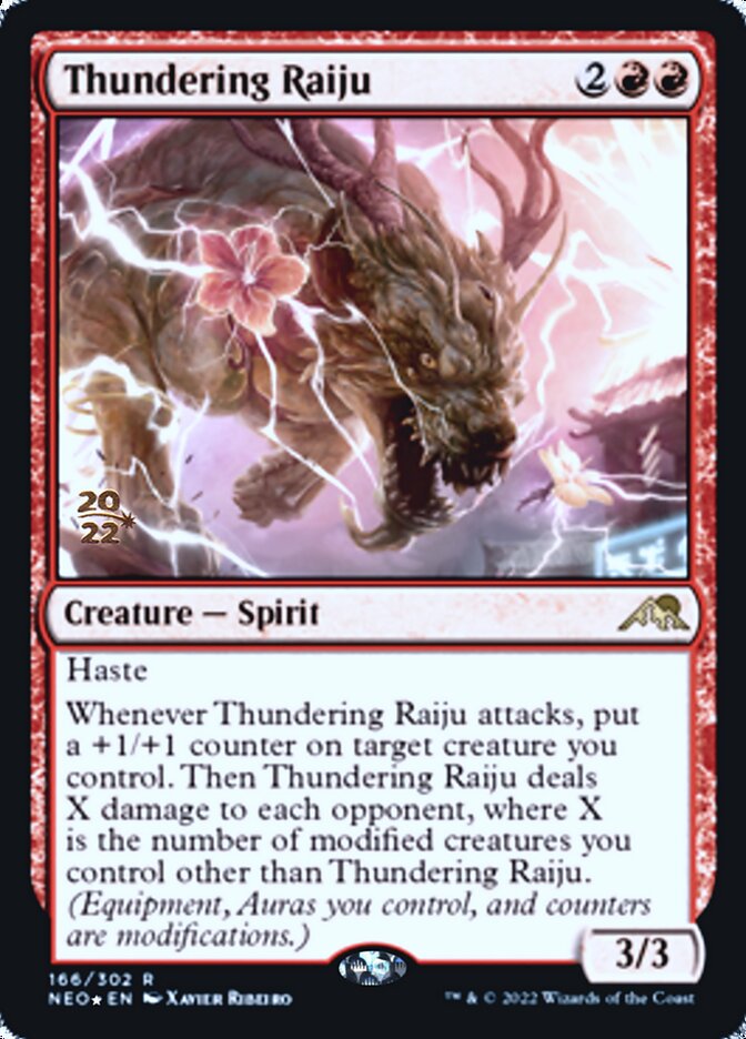 Thundering Raiju [Kamigawa: Neon Dynasty Prerelease Promos] | Dumpster Cat Games