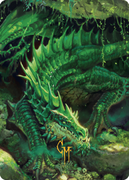 Lurking Green Dragon Art Card (Gold-Stamped Signature) [Commander Legends: Battle for Baldur's Gate Art Series] | Dumpster Cat Games