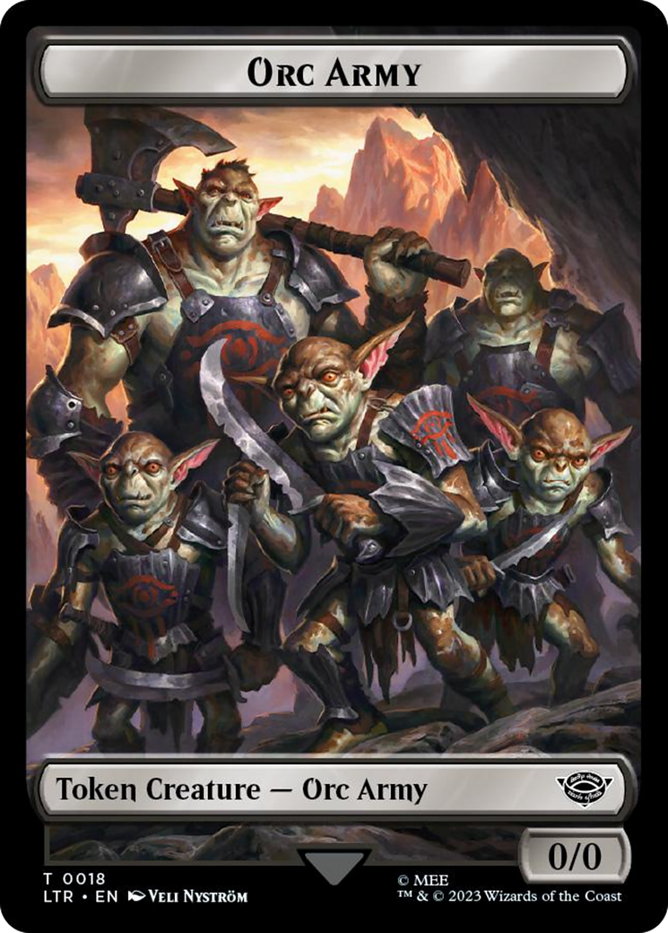 Orc Army (0018) // Food (0022) Double-Sided Token (Surge Foil) [The Lord of the Rings: Tales of Middle-Earth Tokens] | Dumpster Cat Games