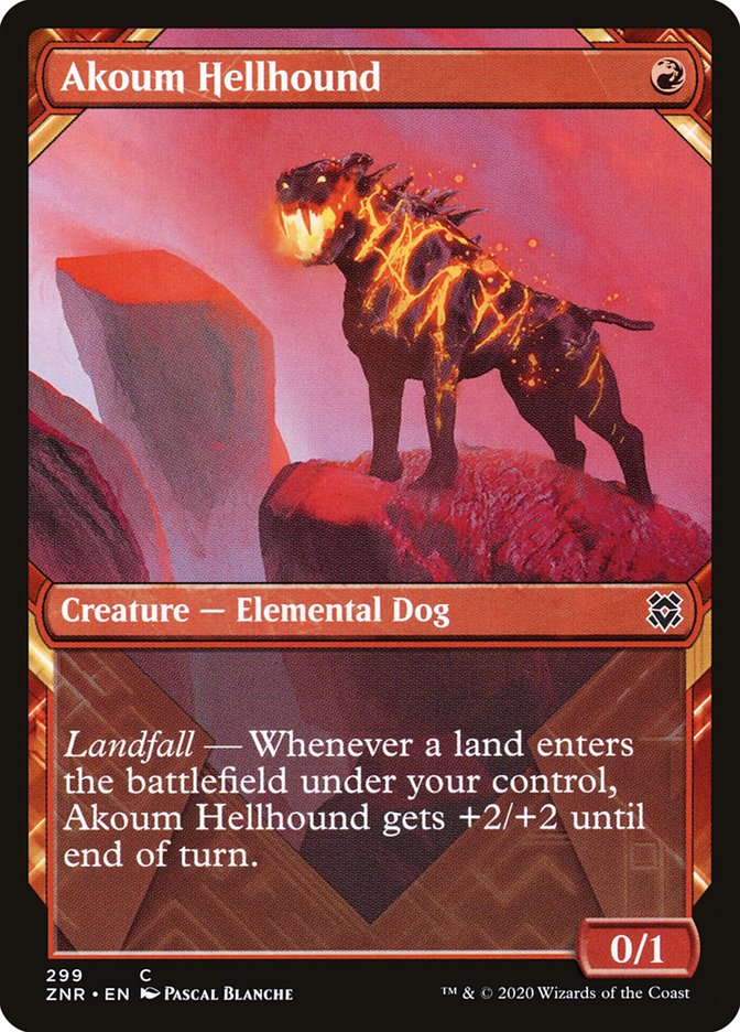 Akoum Hellhound (Showcase) [Zendikar Rising] | Dumpster Cat Games