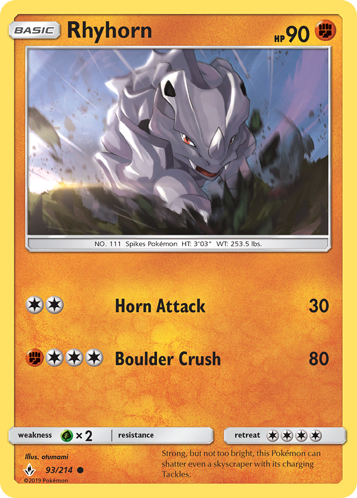 Rhyhorn (93/214) [Sun & Moon: Unbroken Bonds] | Dumpster Cat Games