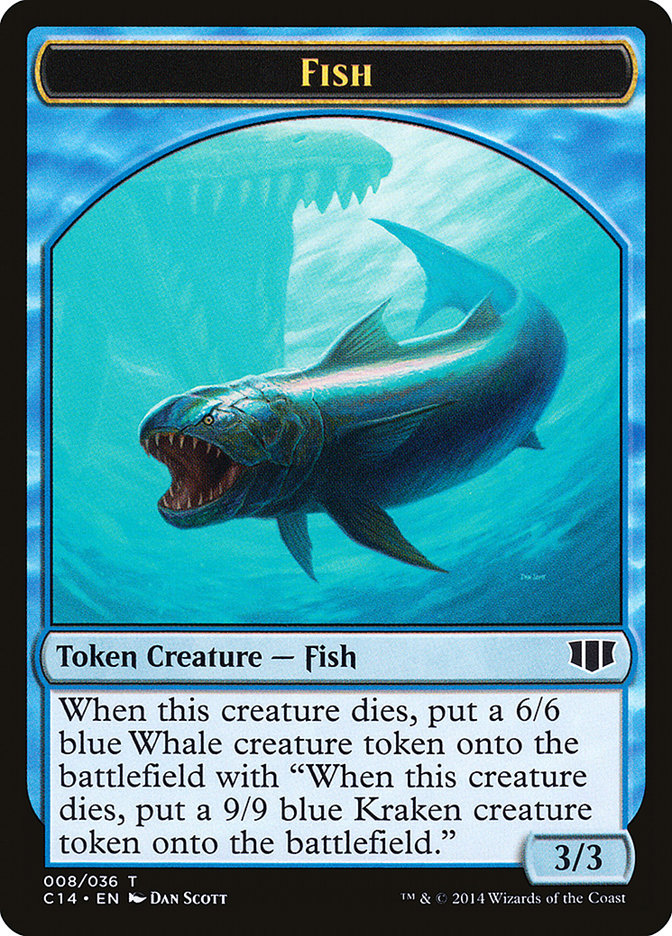 Fish // Zombie (011/036) Double-sided Token [Commander 2014 Tokens] | Dumpster Cat Games