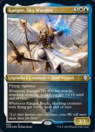 Kangee, Sky Warden (Foil Etched) [Commander Legends] | Dumpster Cat Games