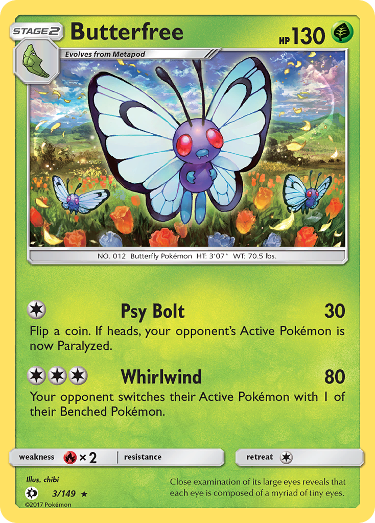 Butterfree (3/149) [Sun & Moon: Base Set] | Dumpster Cat Games