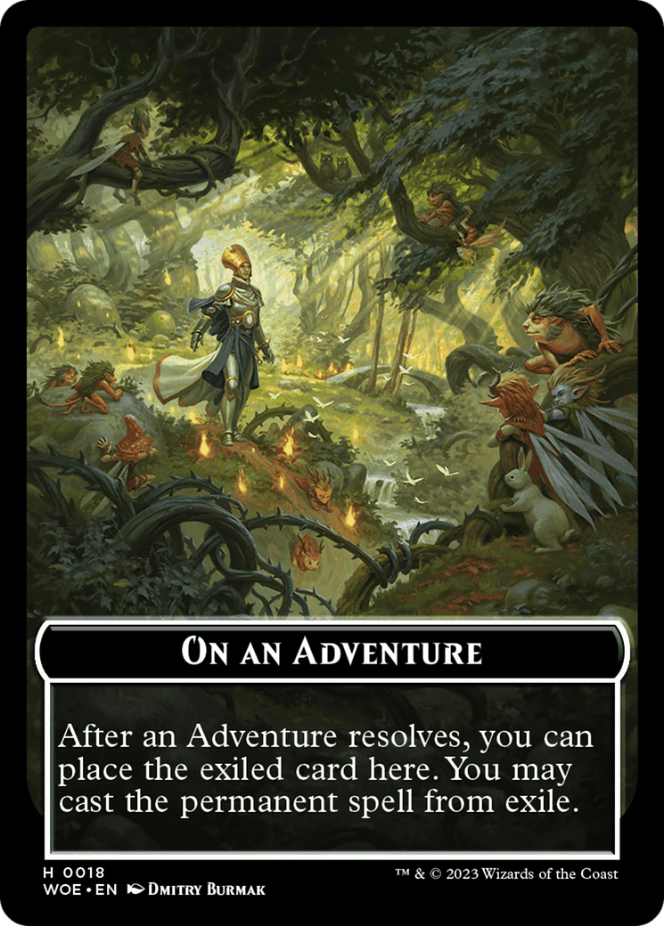 On an Adventure Emblem [Wilds of Eldraine Tokens] | Dumpster Cat Games