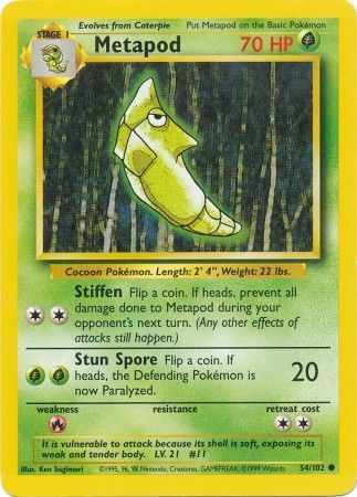 Metapod (54/102) [Base Set Unlimited] | Dumpster Cat Games