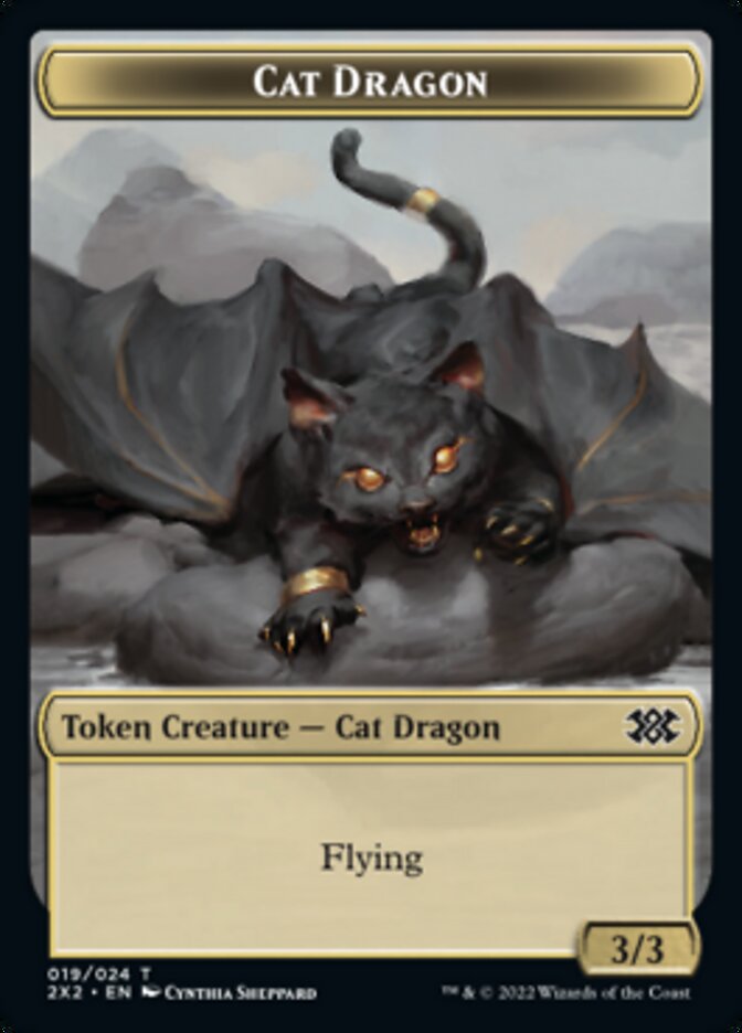 Cat Dragon // Monk Double-sided Token [Double Masters 2022 Tokens] | Dumpster Cat Games