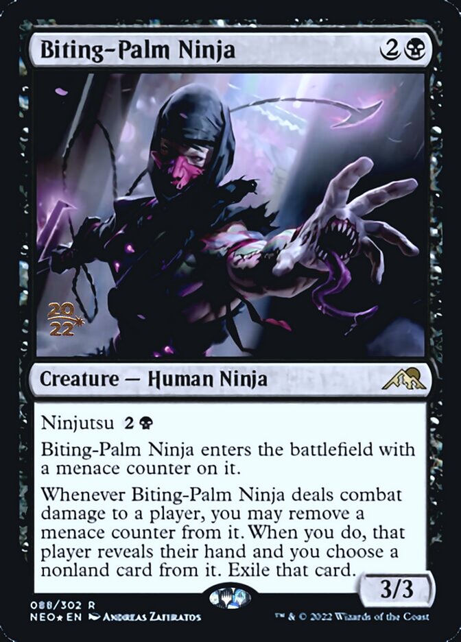 Biting-Palm Ninja [Kamigawa: Neon Dynasty Prerelease Promos] | Dumpster Cat Games