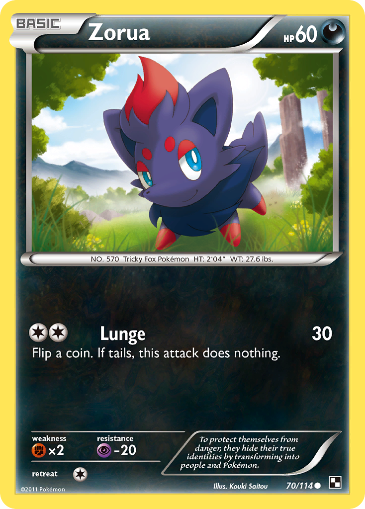 Zorua (70/114) [Black & White: Base Set] | Dumpster Cat Games