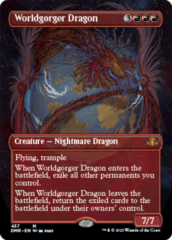 Worldgorger Dragon (Borderless Alternate Art) [Dominaria Remastered] | Dumpster Cat Games