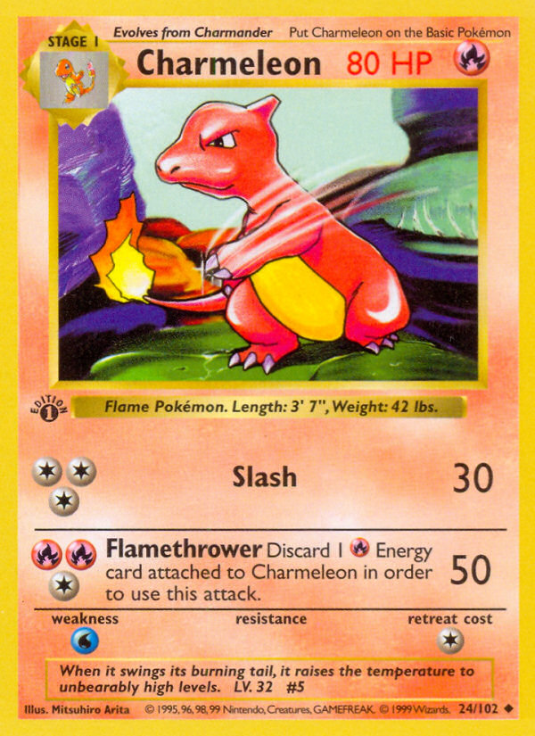 Charmeleon (24/102) (Shadowless) [Base Set 1st Edition] | Dumpster Cat Games