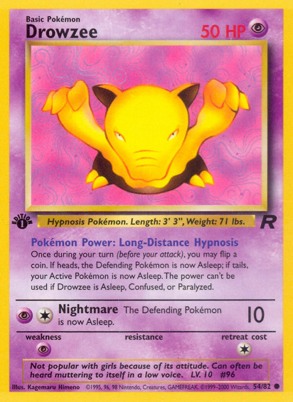 Drowzee (54/82) [Team Rocket 1st Edition] | Dumpster Cat Games