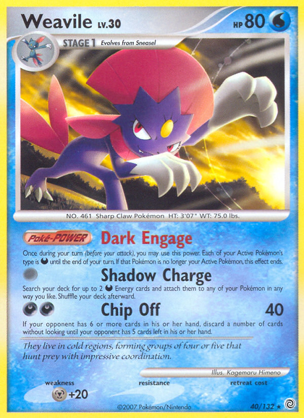 Weavile (40/132) [Diamond & Pearl: Secret Wonders] | Dumpster Cat Games