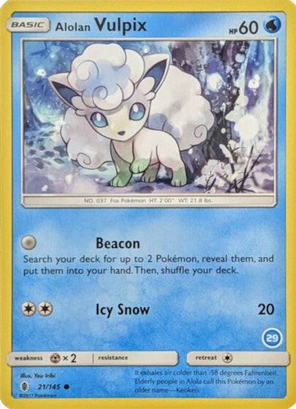 Alolan Vulpix (21/145) (Deck Exclusive #29) [Sun & Moon: Trainer Kit - Alolan Ninetales] | Dumpster Cat Games