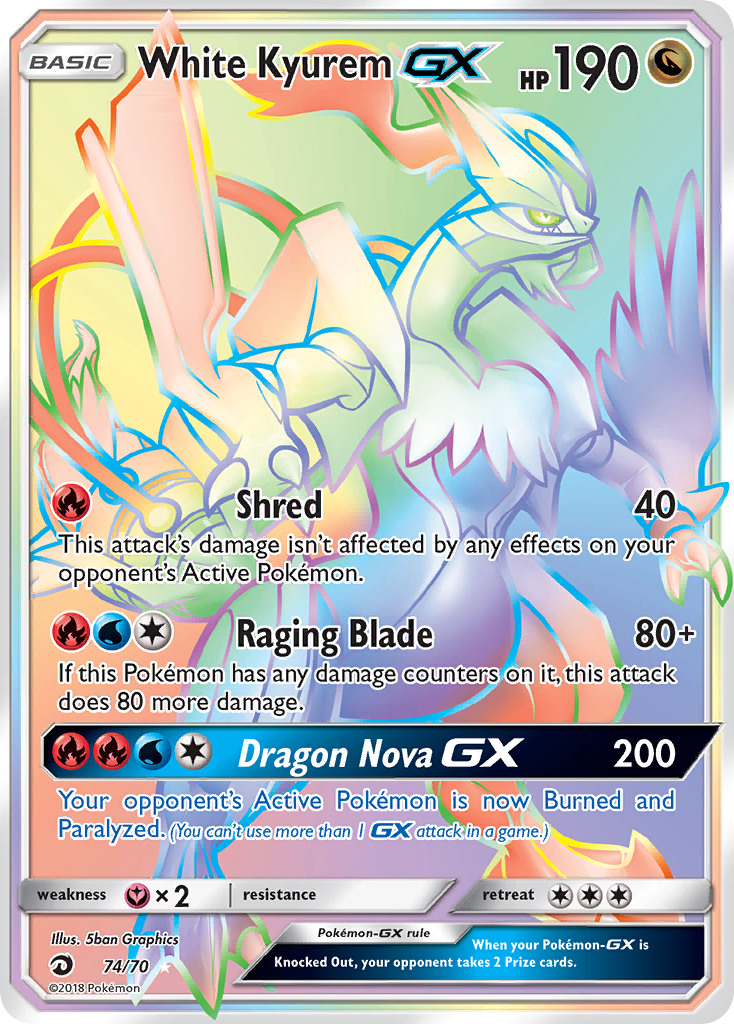 White Kyurem GX (74/70) [Sun & Moon: Dragon Majesty] | Dumpster Cat Games