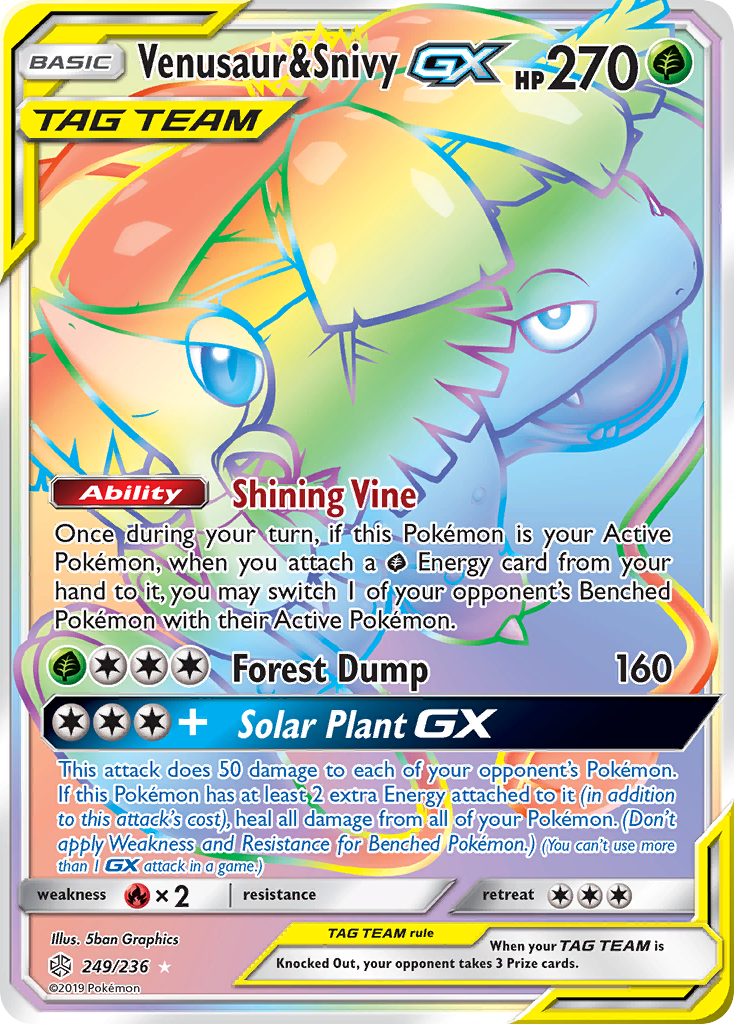 Venusaur & Snivy GX (249/236) [Sun & Moon: Cosmic Eclipse] | Dumpster Cat Games