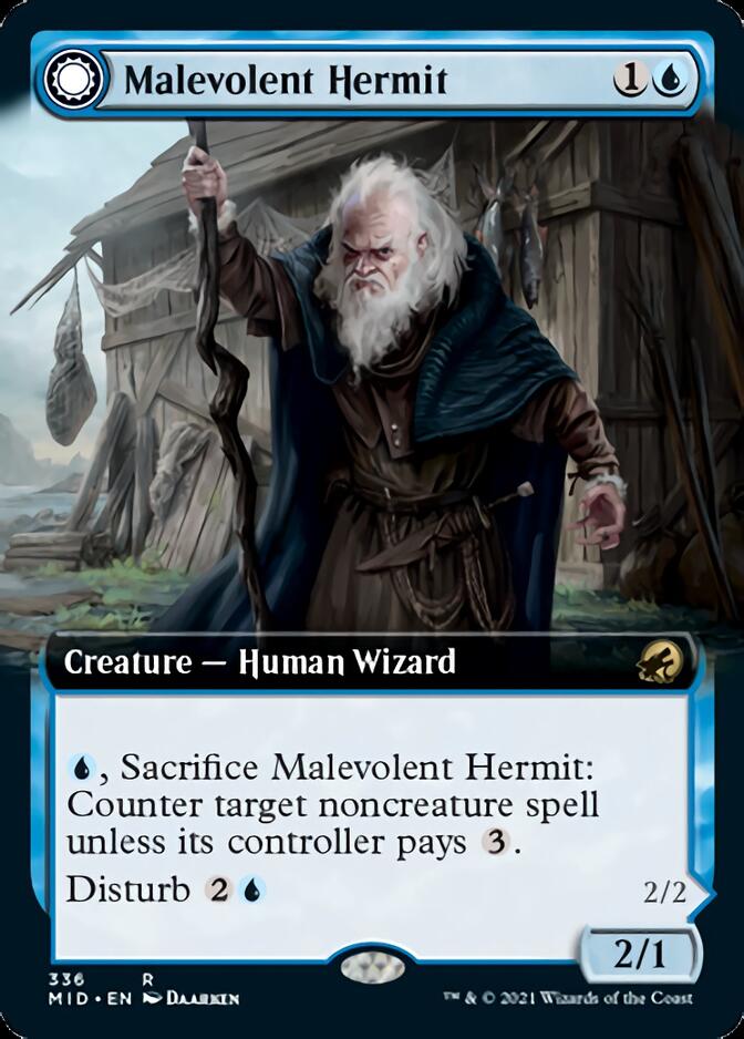 Malevolent Hermit // Benevolent Geist (Extended) [Innistrad: Midnight Hunt] | Dumpster Cat Games