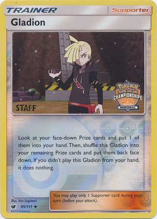 Gladion (95/111) (Regional Championship Promo Staff) [Sun & Moon: Crimson Invasion] | Dumpster Cat Games