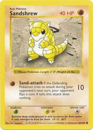 Sandshrew (62/102) [Base Set Shadowless Unlimited] | Dumpster Cat Games