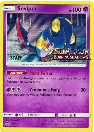 Seviper (SM46) (Staff Prerelease Promo) [Sun & Moon: Black Star Promos] | Dumpster Cat Games