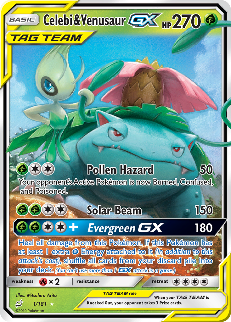 Celebi & Venusaur GX (1/181) [Sun & Moon: Team Up] | Dumpster Cat Games