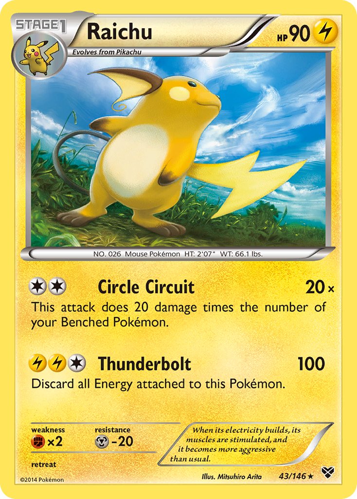 Raichu (43/146) (Battle Arena Deck Exclusive) (Theme Deck Exclusive) [XY: Base Set] | Dumpster Cat Games