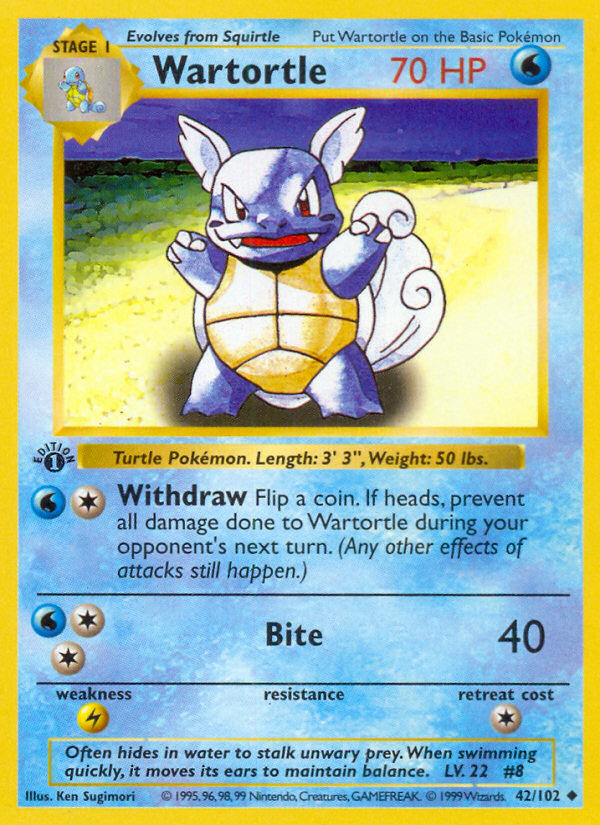 Wartortle (42/102) (Shadowless) [Base Set 1st Edition] | Dumpster Cat Games