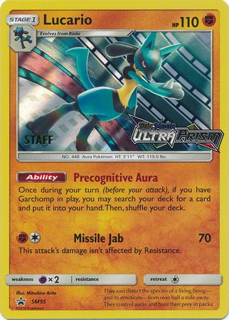 Lucario (SM95) (Staff Prerelease Promo) [Sun & Moon: Black Star Promos] | Dumpster Cat Games