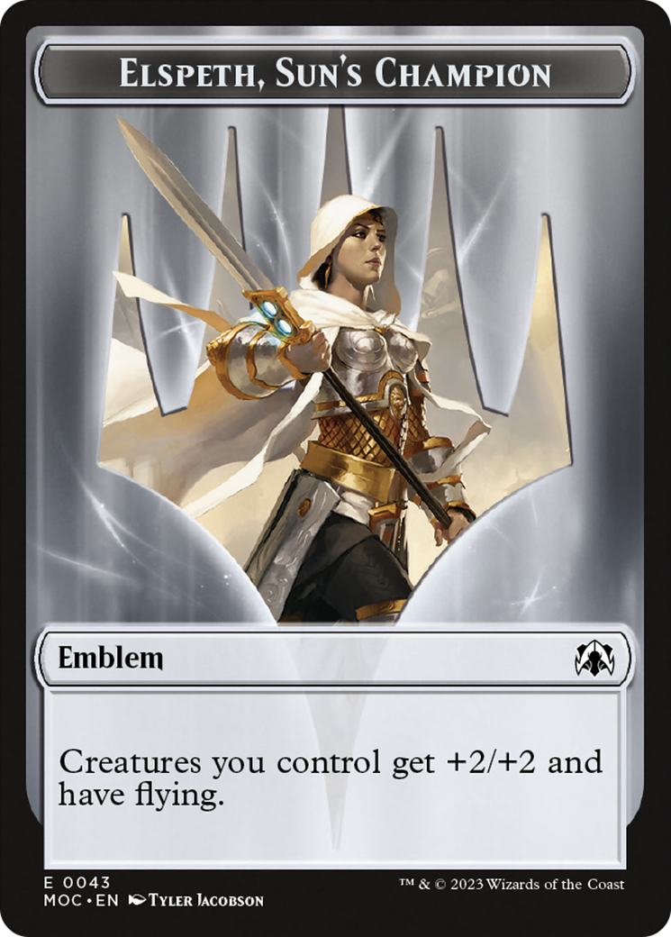 Warrior // Elspeth, Sun's Champion Emblem Double-Sided Token [March of the Machine Commander Tokens] | Dumpster Cat Games