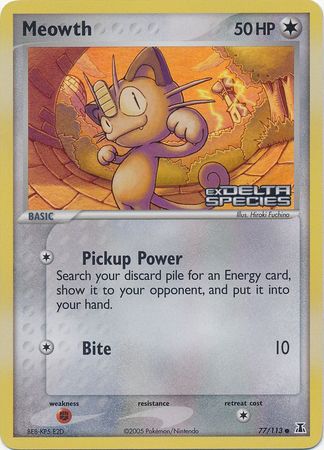 Meowth (77/113) (Stamped) [EX: Delta Species] | Dumpster Cat Games