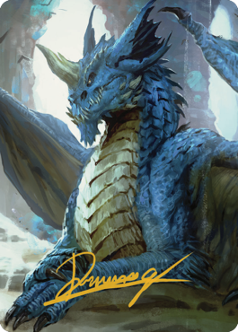 Young Blue Dragon Art Card (Gold-Stamped Signature) [Commander Legends: Battle for Baldur's Gate Art Series] | Dumpster Cat Games