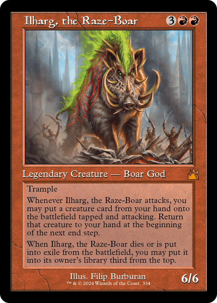 Ilharg, the Raze-Boar (Retro Frame) [Ravnica Remastered] | Dumpster Cat Games