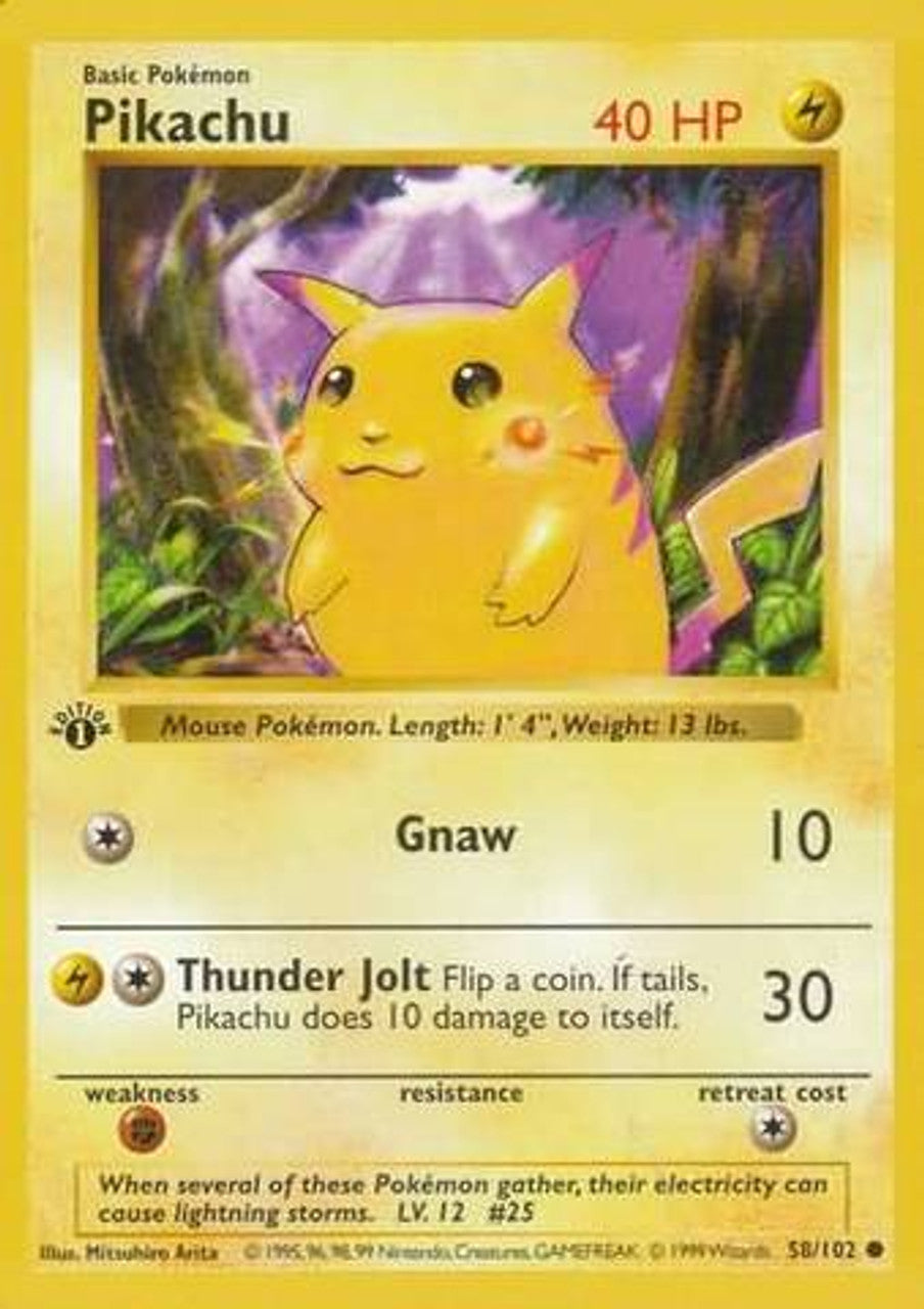 Pikachu (58/102) (Red Cheeks Misprint) [Base Set 1st Edition] | Dumpster Cat Games