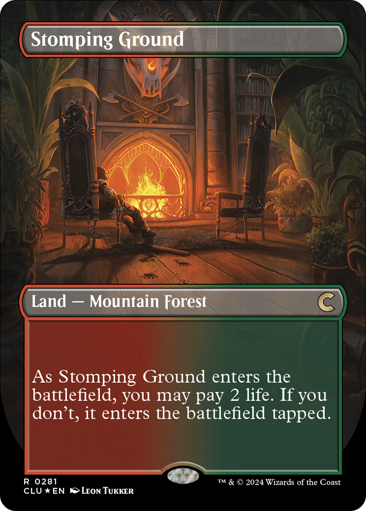 Stomping Ground (Borderless) [Ravnica: Clue Edition] | Dumpster Cat Games