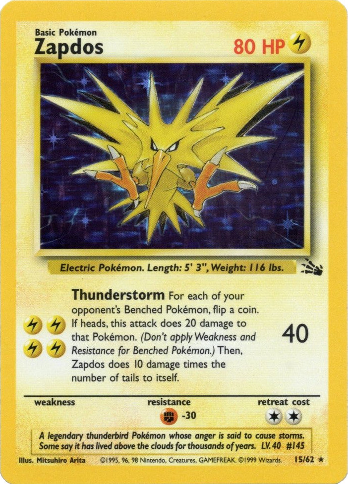 Zapdos (15/62) [Fossil Unlimited] | Dumpster Cat Games