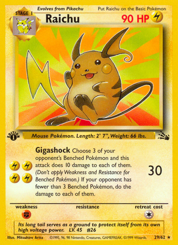 Raichu (29/62) [Fossil 1st Edition] | Dumpster Cat Games