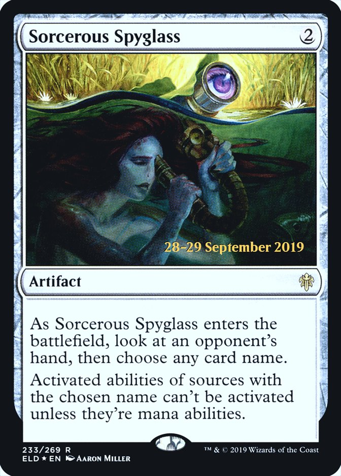 Sorcerous Spyglass  [Throne of Eldraine Prerelease Promos] | Dumpster Cat Games