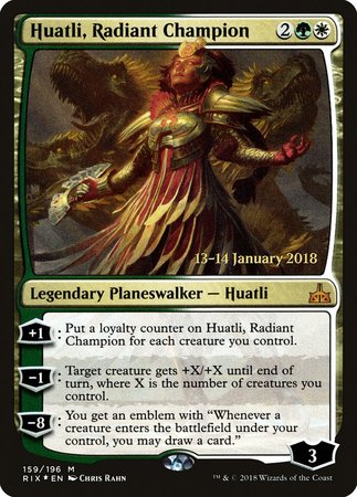 Huatli, Radiant Champion [Rivals of Ixalan Promos] | Dumpster Cat Games