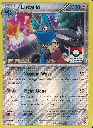 Lucario (63/124) (League Promo 1st Place) [XY: Fates Collide] | Dumpster Cat Games