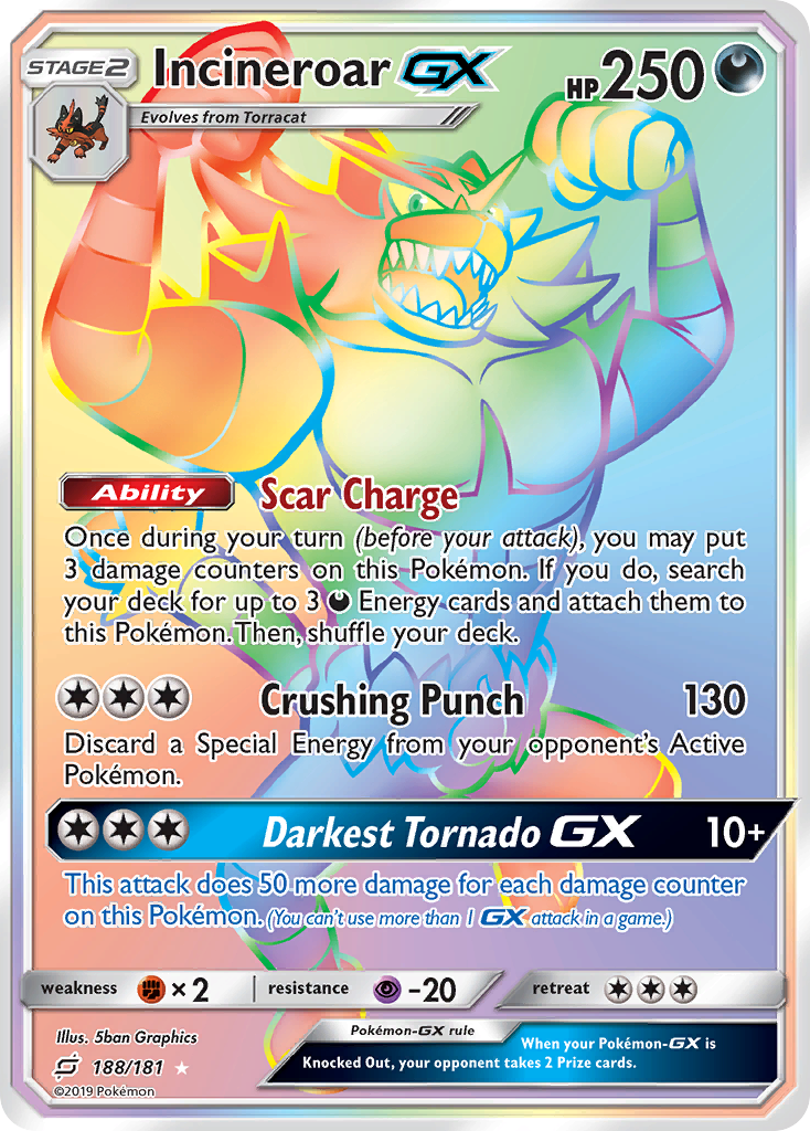 Incineroar GX (188/181) [Sun & Moon: Team Up] | Dumpster Cat Games