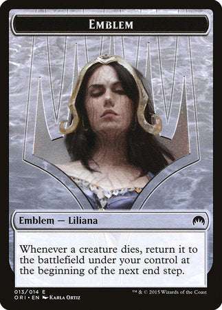 Emblem - Liliana, Defiant Necromancer [Magic Origins Tokens] | Dumpster Cat Games