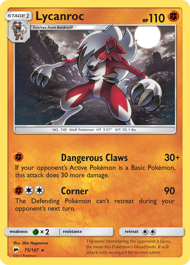 Lycanroc (75/147) [Sun & Moon: Burning Shadows] | Dumpster Cat Games