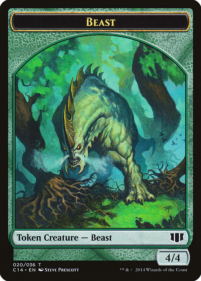 Elf Druid // Beast (020/036) Double-sided Token [Commander 2014 Tokens] | Dumpster Cat Games