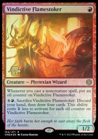 Vindictive Flamestoker [Phyrexia: All Will Be One Prerelease Promos] | Dumpster Cat Games