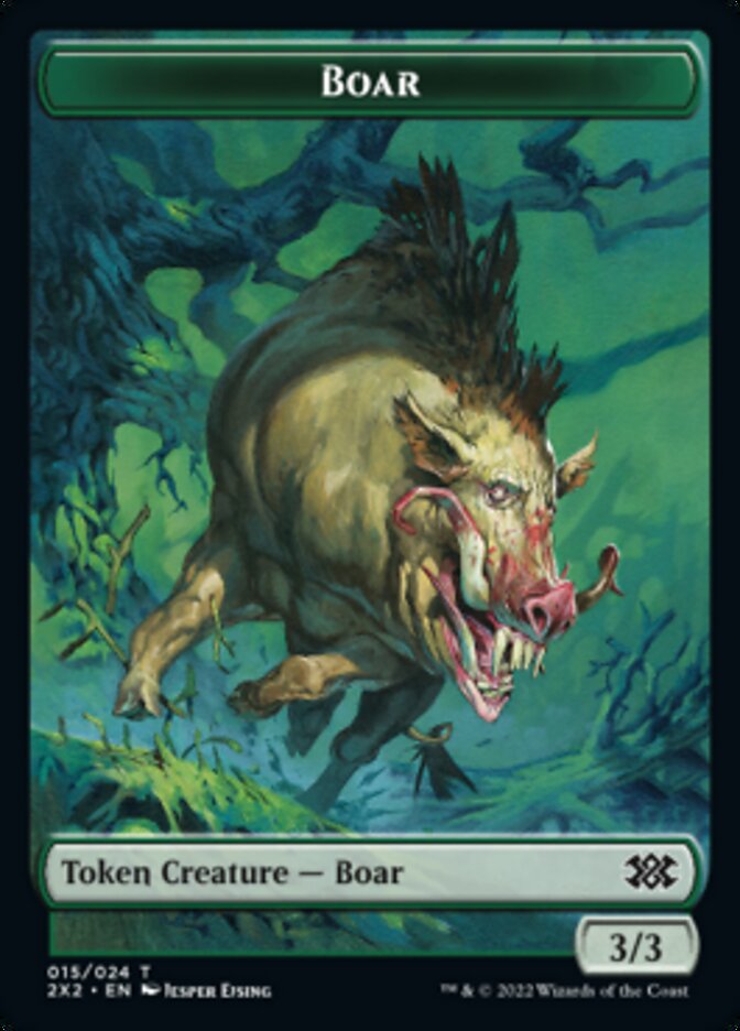 Boar // Soldier Double-sided Token [Double Masters 2022 Tokens] | Dumpster Cat Games